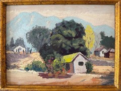 Vintage Mid Century Impressionist Oil California Landscape Painting Gilt Frame