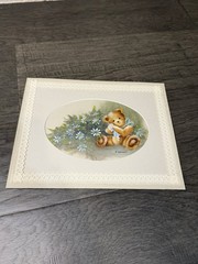 Original Matted 8 x 10 Oil Painting of Teddy Bear Floral Signed Barbara
