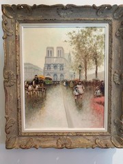 ANDRE GISSON (1921-2003) NOTRE-DAME CATHEDRAL IN PARIS OIL PAINTING (SIGNED)