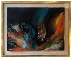 Leonardo Nierman Eternal Fire 1971 Original Oil Painting Signed Abstract Art