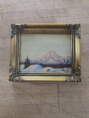 Antique Look Ornate Gold Tone Framed Outdoor Landscape Acrylics Painting Mini