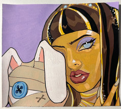 Trading Card Cleo De Nile Sleepover Acrylic Paint Mixed Media Paper, 4 x 3.5 in