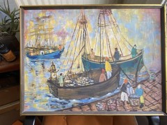Morris Greenberg oil painting Boats Water