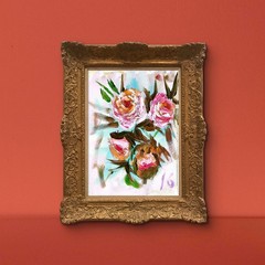 Rose Bloom Study Contemporary Expressionist Original Painting