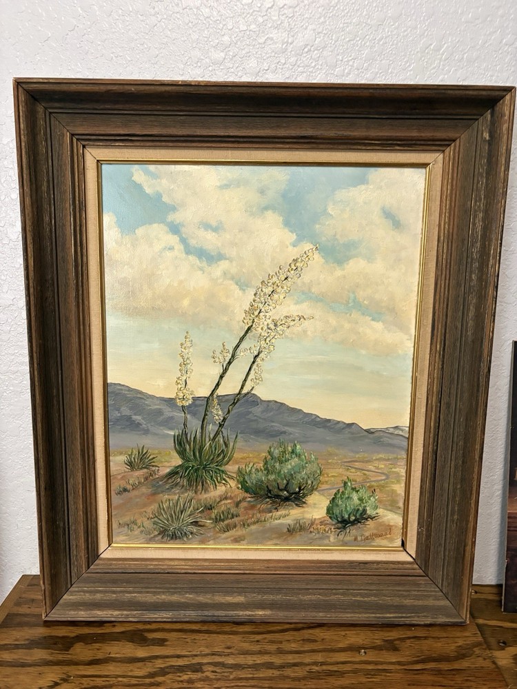 Vintage Framed And Matted Original Landscape Painting On Canvas Artist Signed