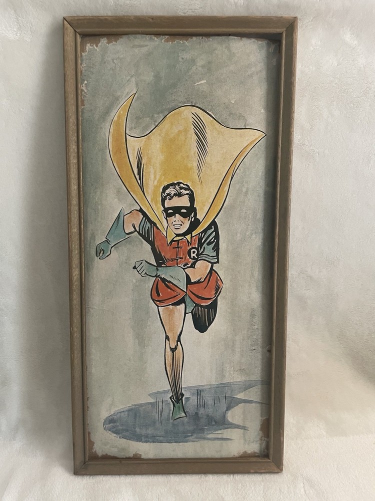 Framed Superhero Robin Figure Painting Comic Theme Single Piece