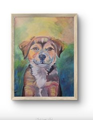 Original Impressionist Puppy Acrylic 9×12 Painting On Canvas Paper