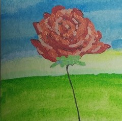 Dollhouse Picture, Original Art PAINTING, 1:12 TINY 1.5 INCH Rose Flower