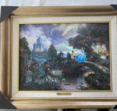 Thomas Kinkade Cinderella Wishes Upon a Dream Canvas 16×12 Framed 21×17