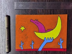 e9Art 7×5 ‘the desert cradled the moon and the moon cradled the coyote’ art brut