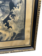 Large Antique Religious Lithograph Print Jesus Calming Storm H Cuwet 58” H