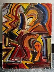 Bold Gestural New York School Abstract Expressionist Oil Painting 1950’s Signed