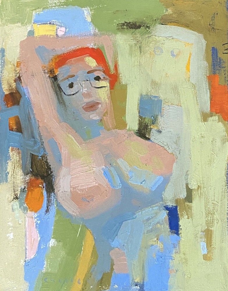 Woman Wearing Glasses Expressionist Original Oil Painting 11×14 Aldo Cherres Art