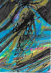 ACEO ATC CARD «jellephish» REASOR Original Abstract Painting 2.5×3.5