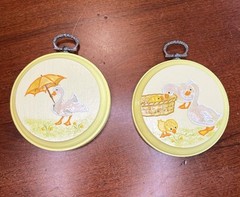 VTG Set 70’s Merri Mates Hand Painted Ducks Duckling Chicks Wall Plaques