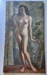 Antique Painting Woman Women Female Model Art Deco Listed Pennsylvania Large Oil