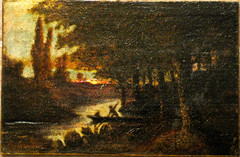 Listed French Barbizon Artist René Gourdon (b. 1855) Signed Oil On Wood Board