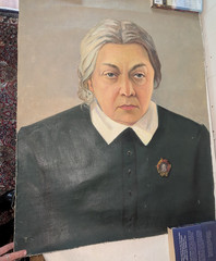 Antique 19thC Oil Painting O/C GENTLEMAN with Medal Cut From Stretcher