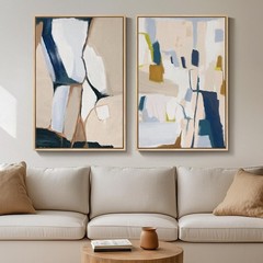 Framed Neutral Abstract Art Set for Bedrooms & More, 24×36 In – Easy to Hang