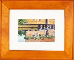 Watercolor on Paper «Panama Reflections» by Anna Lohse Solid Wood Custom Frame