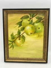 2 Original Artist Painting Of Grapes and Apples 12 in X 9 1/2″ Framed Jane King