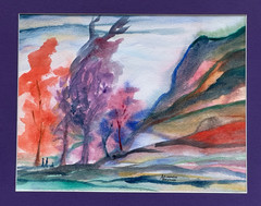 ALICE GUZMAN ORIGINAL WATERCOLOR PAINTING MATTED 16″ X 20″ NEW MEXICO 1980’S