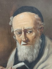 «Portait Of Rabbi» Original Jewish-Dutch Signed Oil On Canvas