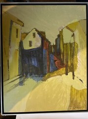 Robert Moskowitz SIGNED OIL Painting Abstract Art NEW YORK CITY Cityscape USA