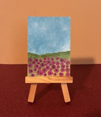 ACEO Original Acrylic Painting – 2.5 X 3.5in. ~ Field Of Poppies