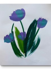 Purple Tulips in the Meadow 11×114 Original Art #56 PAPER Fine Art