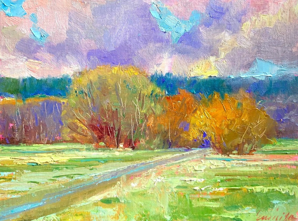 Landscape oil painting original artwork impressionistic art impasto painting