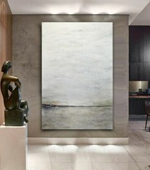 LARGE ORIGINAL UMBER ABSTRACT WALL ART 40 x 60 LANDSCAPE PAINTING ~ L. Beiboer