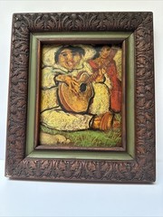 CARLOS LOPEZ RUIZ PAINTING MEXICAN MEXICO PORTRAIT MID CENTURY MAN WOMAN MUSIC