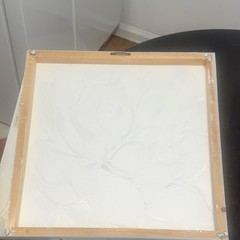 3D Textured Flower Painting on Canvas, White Gray, Small Unframed Original Art