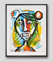 Unique Neo-Expressionism Female Portrait – Acrylic Painting 16×12″ Canvas Paper