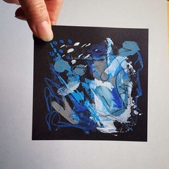 4×4 Inch Abstract Painting Artctic Crush #1 Blue Unframed Original Art AMBER K