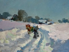 Oil Painting Winter Journey With A Horse Y. Suprunchuk Original nAAA4336