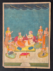 ANTIQUE VERY OLD GOLDWORK HANDMADE MINIATURE «BASOHLI SCHOOL» PAINTING.