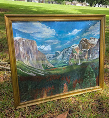 Original Yosemite National Park Tunnel View Canvas Panel Framed 20X24in On Sale