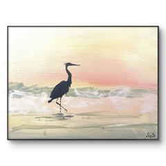 Original Expressionist Art 11×14 Heron Signed Acrylic Canvas Vibrant Home Decor