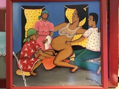 Haitian Artist. Jacmel. Lamour Celange Original Oil Painting On Canvas 16×15 In