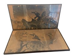 Antique Japanese Woodblock Triptych Sino-Japanese War Mizuno Toshikata