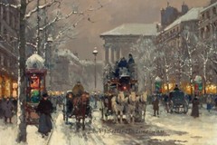 French Winter Paris street scene Painting Wall art Giclee Printed on Canvas P052