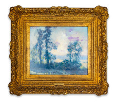 Lawton Parker, American 1868-1954 Sunlit Landscape 1910 Oil on Board +Provenance