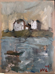 9″x12″ Nautical Cityscape Cubist Oil Sketch on Paper Small Original Signed 2026