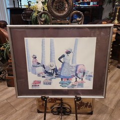 1992 Toni Lance St. Croix Artist Haitian Art «Saturday Market» Numbered 131/750
