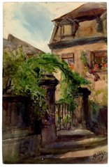 Georg Schmidt Foundation House View Stairs Nuremberg Realism Sign Watercolor 1914
