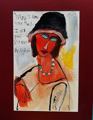 MODIGLIANI LADY EYES Framed Painting 11 x 14 ORIGINAL POP ART SWARTZMILLER DNA