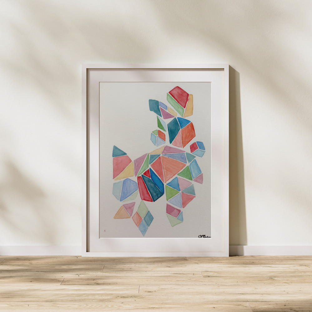 Abstract Minimalist Geometric Watercolor Art Shapes on 8×10 Paper