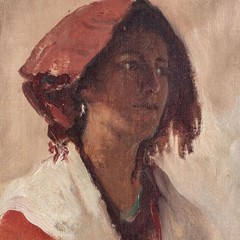 Woman Portrait Costume Italy Realism Unsigned Framed Oil on Canvas Circa 1860